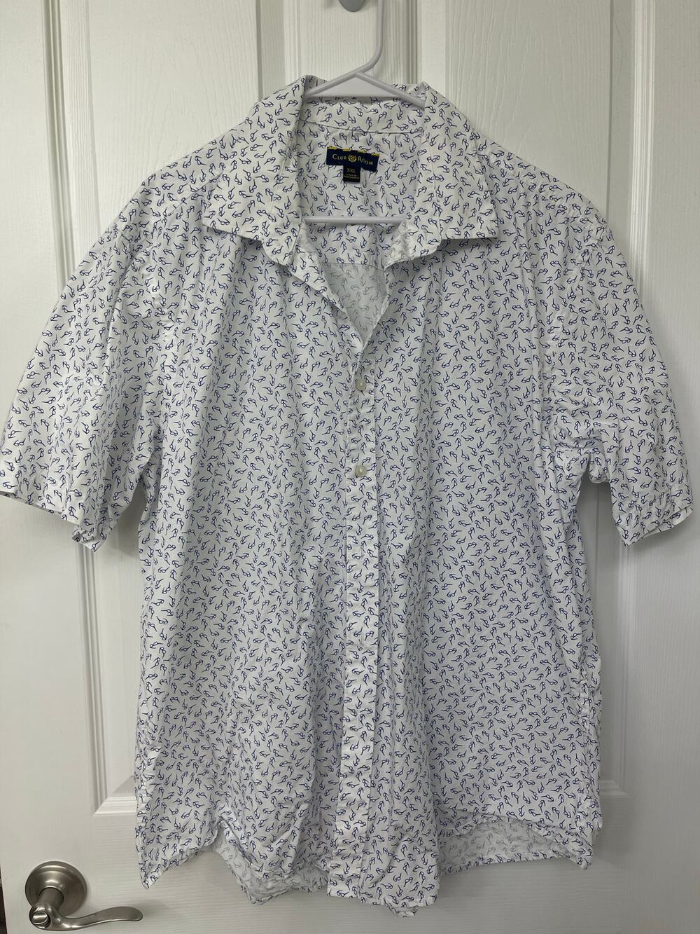 Club Room Men's XXL white short sleeve button down blue glasses image